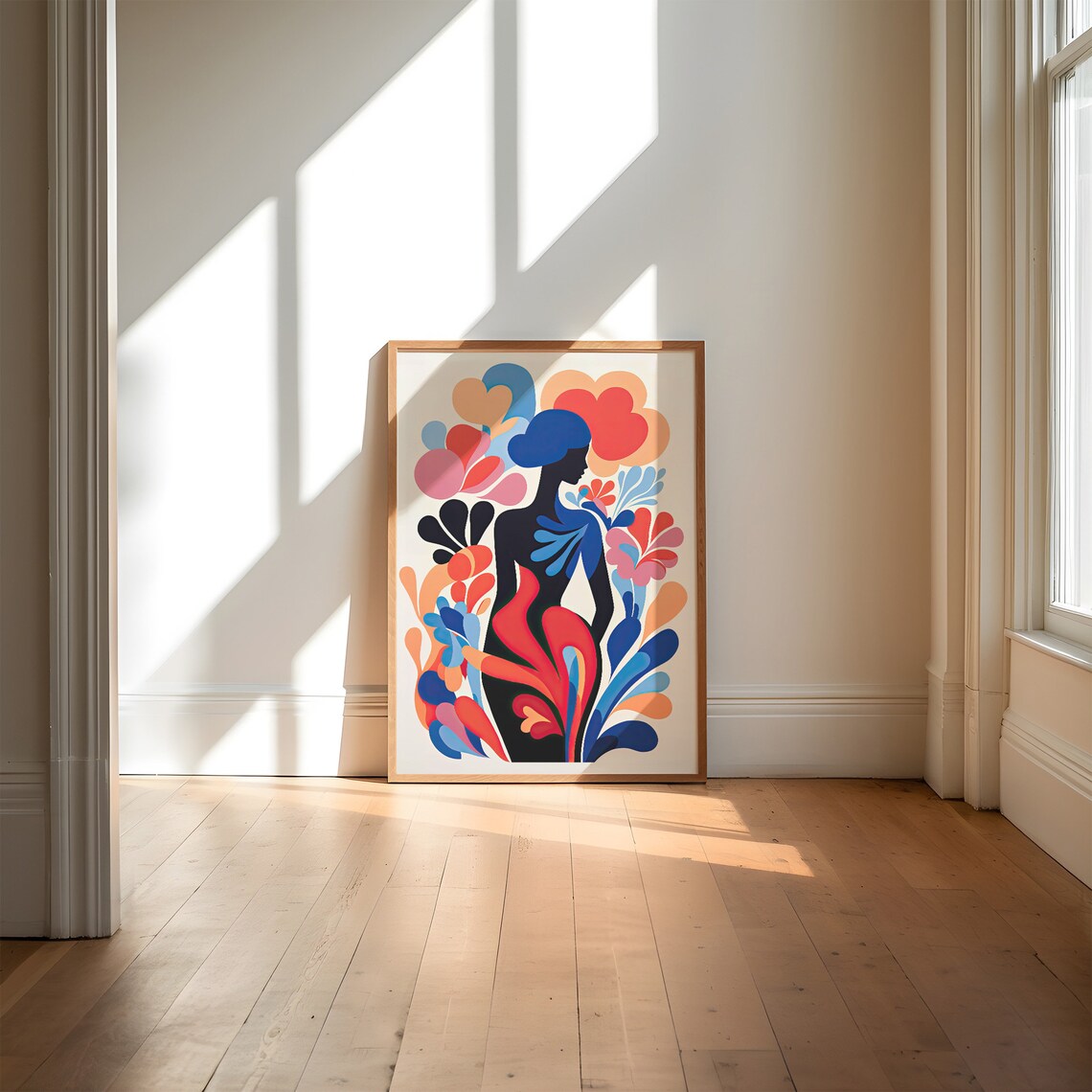 Colorful Female Silhouette Floral Abstract Modern Woman Art Poster - Image 3
