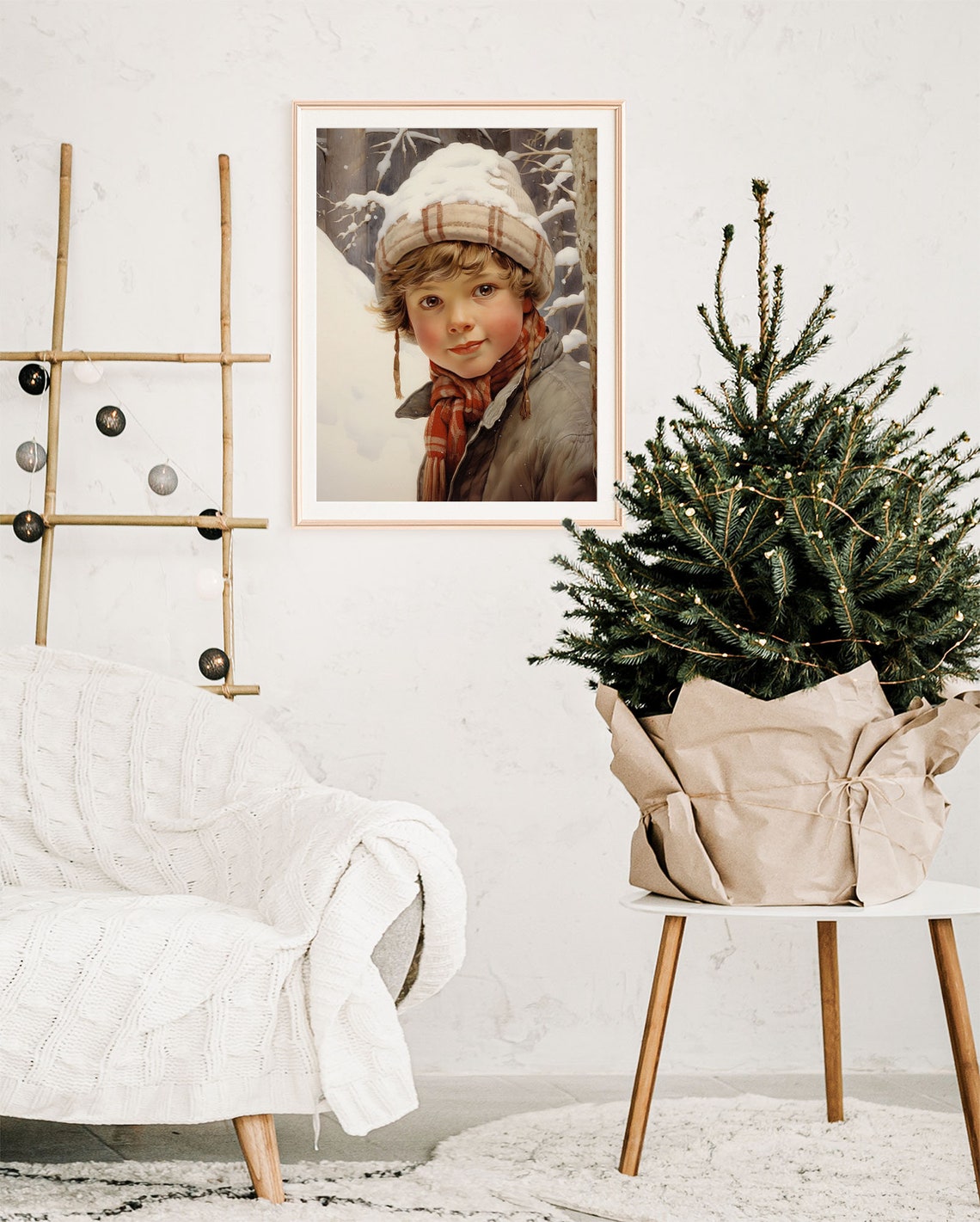 Vintage Christmas Wall Art Vintage Winter Snowy Wall Art Farmhouse Christmas Decor Xmas Oil Painting Playing In The Snow Xmasv1 - Image 5
