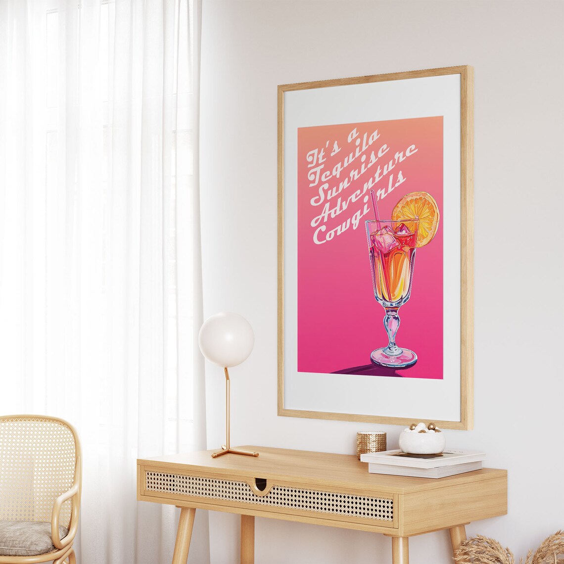 Tequila Sunrise Adventure Cowgirls Cocktail Retro Art Poster - Image 2