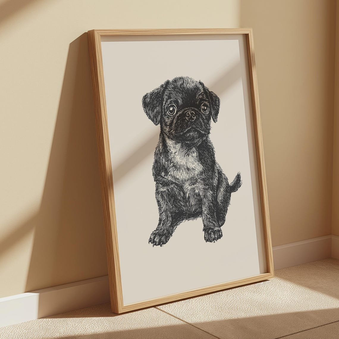 Pug Puppy Nursery Art Boys Room Pug Print Dog Wall Decor Kids Nursery Puppy Poster Pug Dog Print Girl Nursery Wall Art Pug Sketch - Image 2