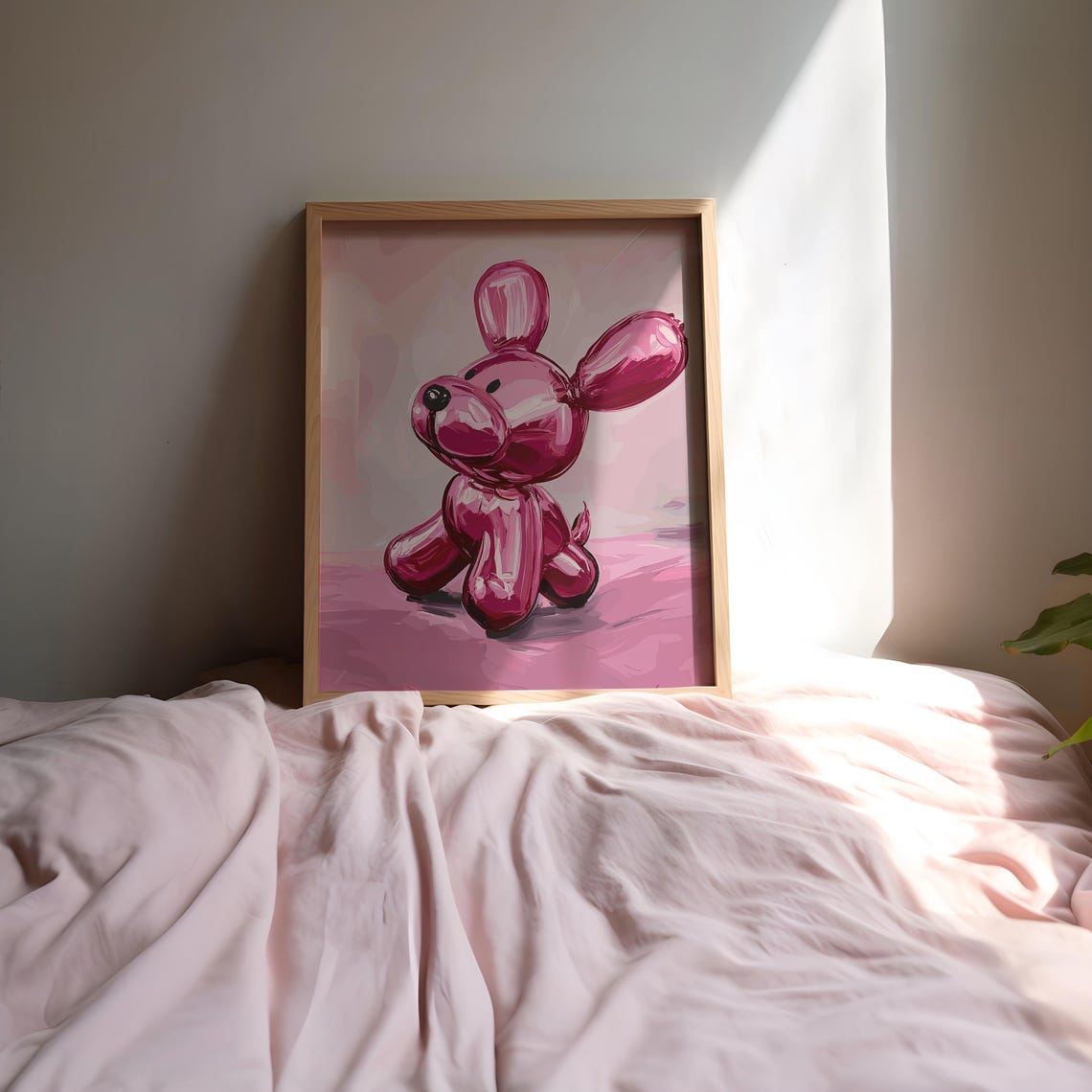 Cute Pink Balloon Dog Print Balloon Puppy Poster Dog Vintage Wall Art Retro Painting Bedroom Decor Teens Trendy Girl Room Wall Decor - Image 2