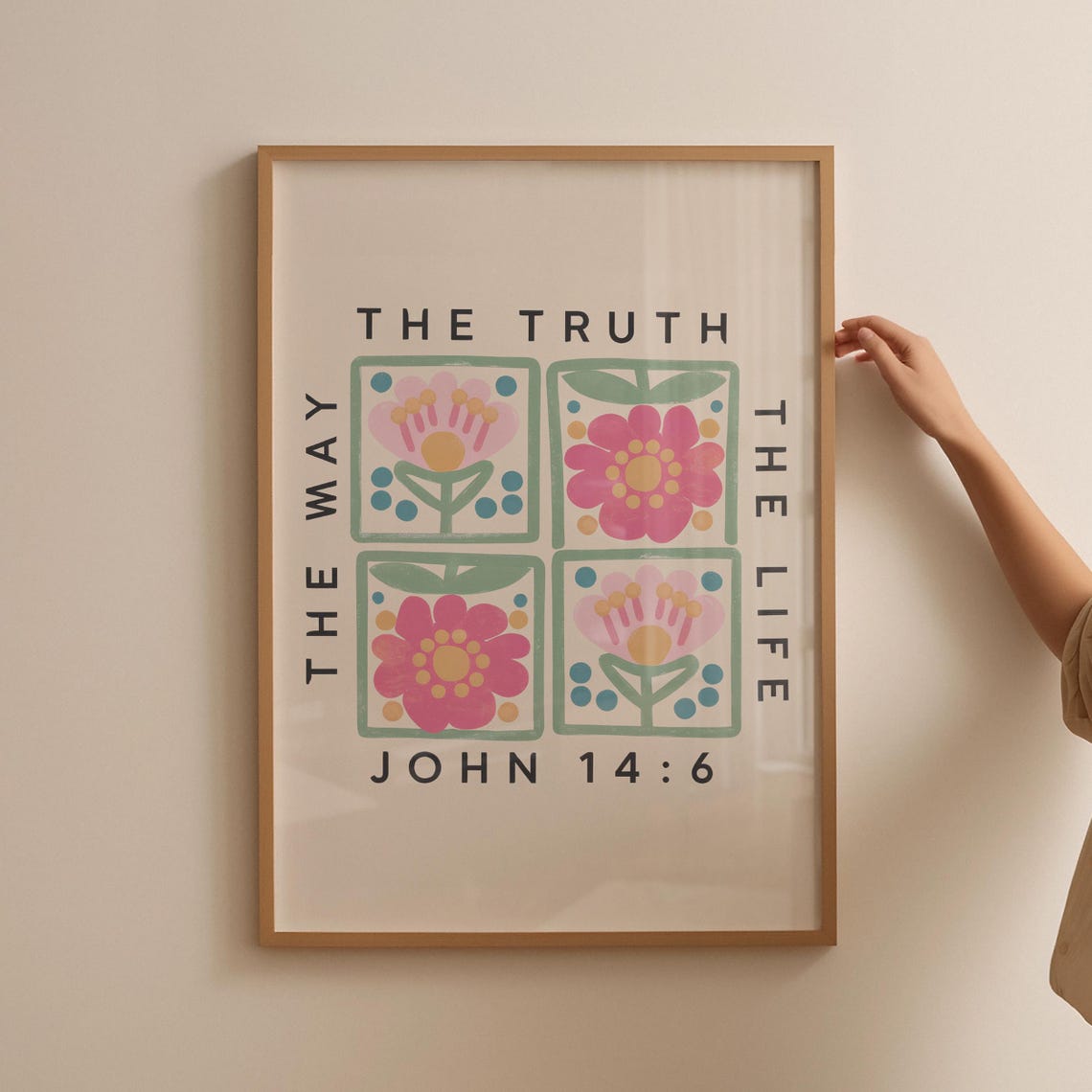 Christian Flower Boho Wall Art John Bible Verse Floral Scripture Art Christian Poster Religious Poster Wall Decor - Image 4