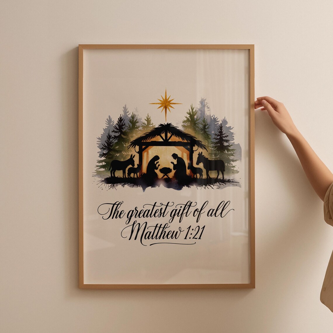 The Greatest Gift of All Nativity Matthew 1:21 Christmas Poster - Image 4