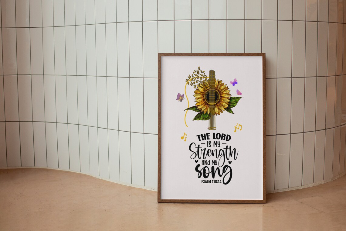 Psalm 118:14 The Lord Is My Strength And My Song Guitar Poster - Image 3