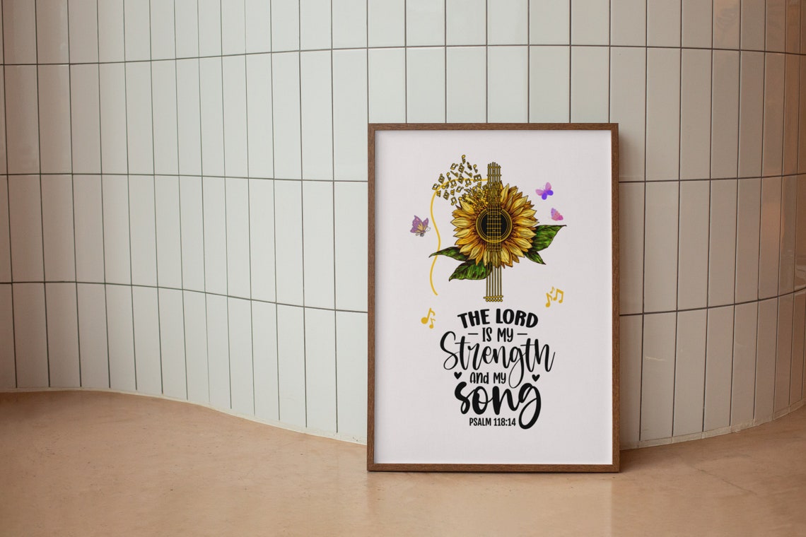 Retro Christian Wall Print Psalms Bible Verse Christian Poster Wall Decor Art Christian Gift Sunflower - Image 3