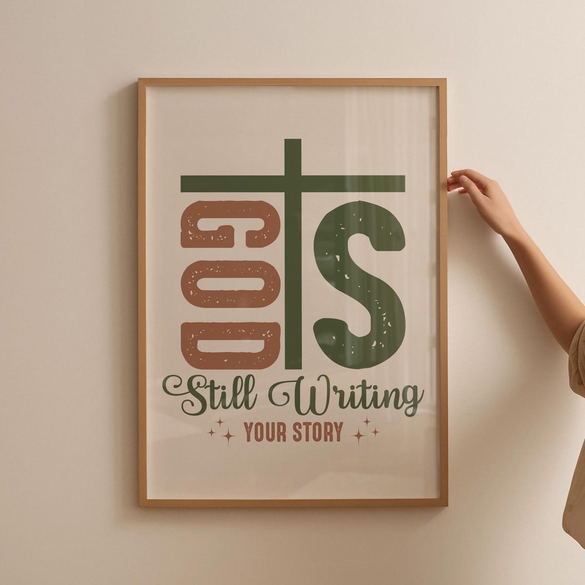 God Is Still Writing Your Story Retro Cross Christian Poster - Image 4