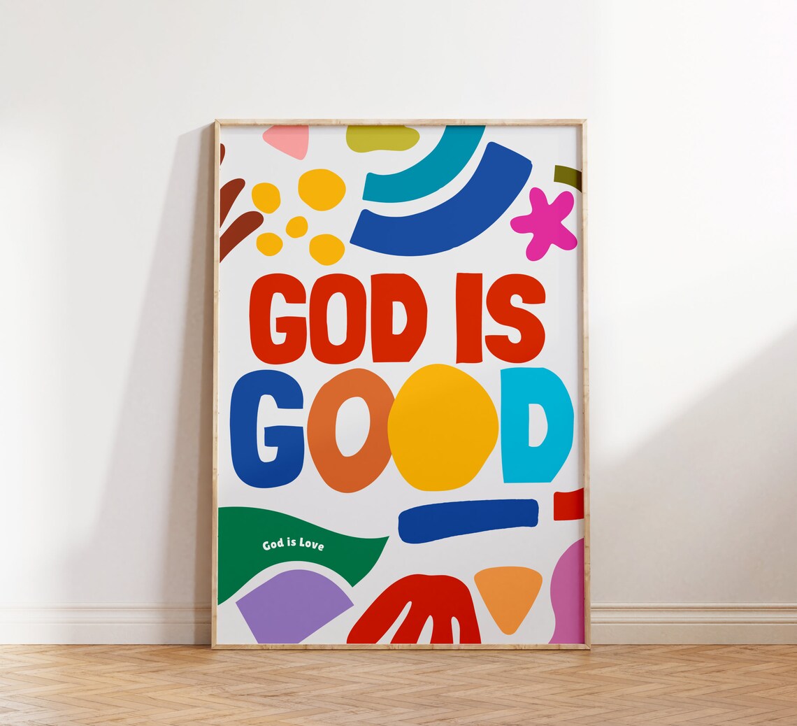 Retro Christian God Is Good Bible Verse Wall Art Print