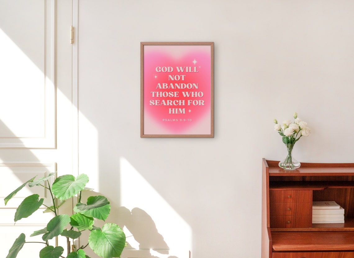 Christian Wall Print Retro Christian Poster Scripture Art Bible Psalms Wall Decor Art Gift For Christian - Image 2