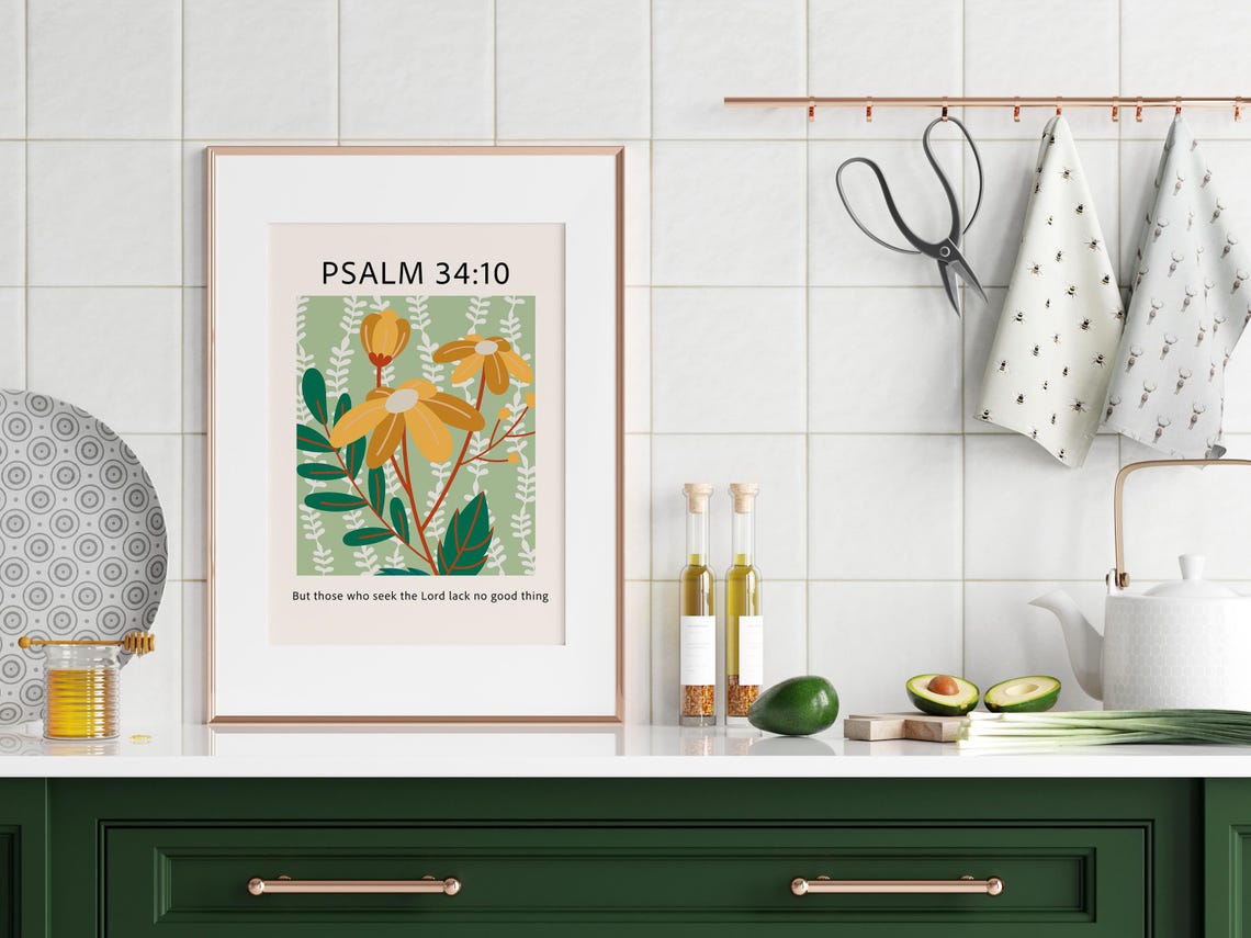 Psalm 3410 Print Christian Wall Art Psalm Bible Verse Faith Print Christian Poster Scripture Wall Art Wall Decor - Image 3