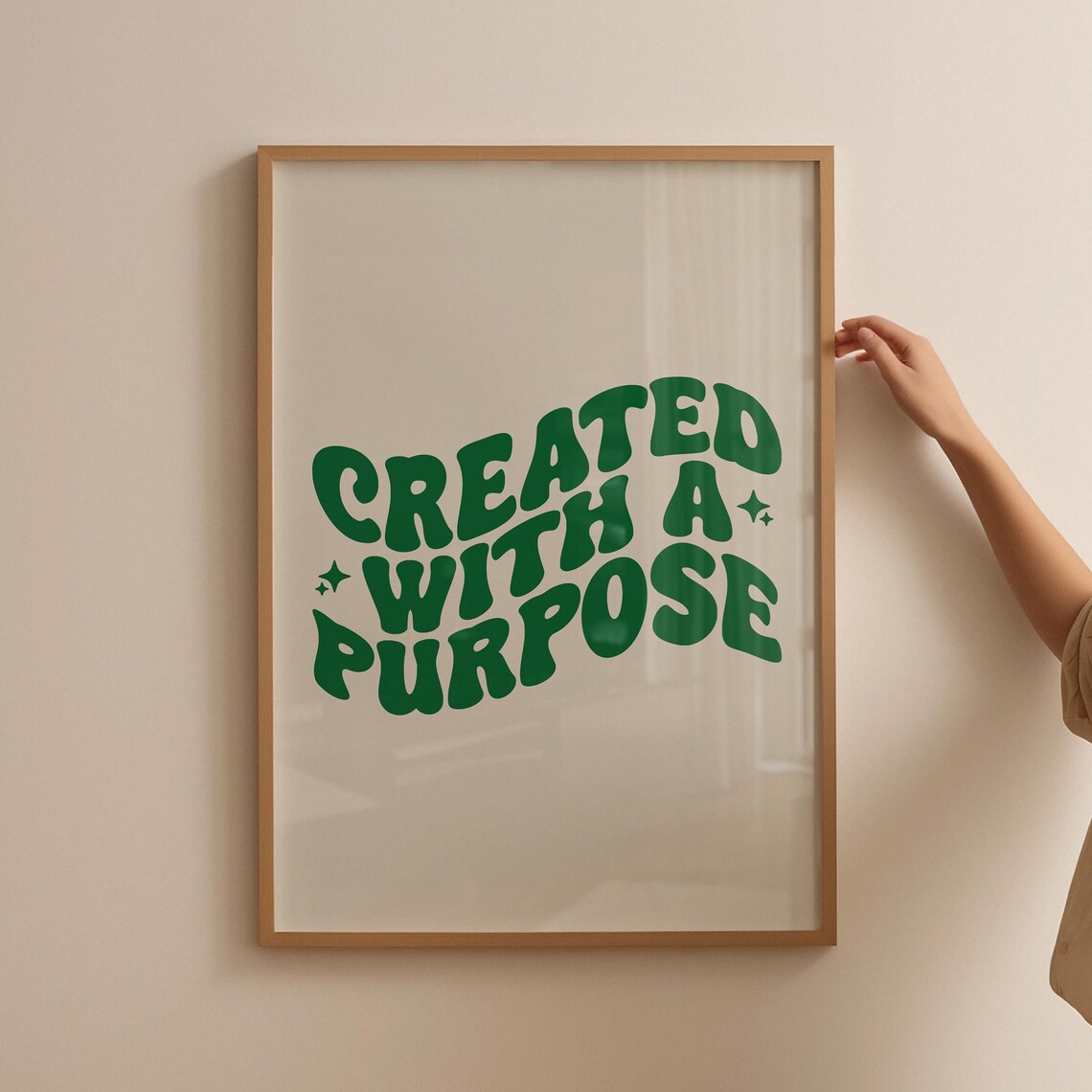 Created With A Purpose Green Retro Wavy Lettering Quote Poster - Image 5