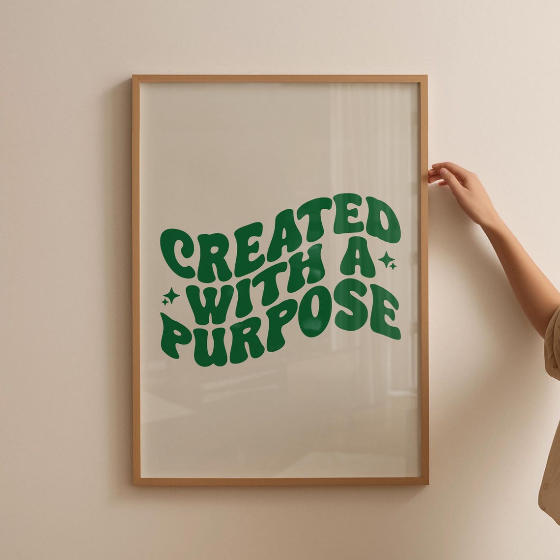 Created With A Purpose Print Retro Christian Wall Art Print Christian Poster Bible Verse Wall Decor Art - Image 5
