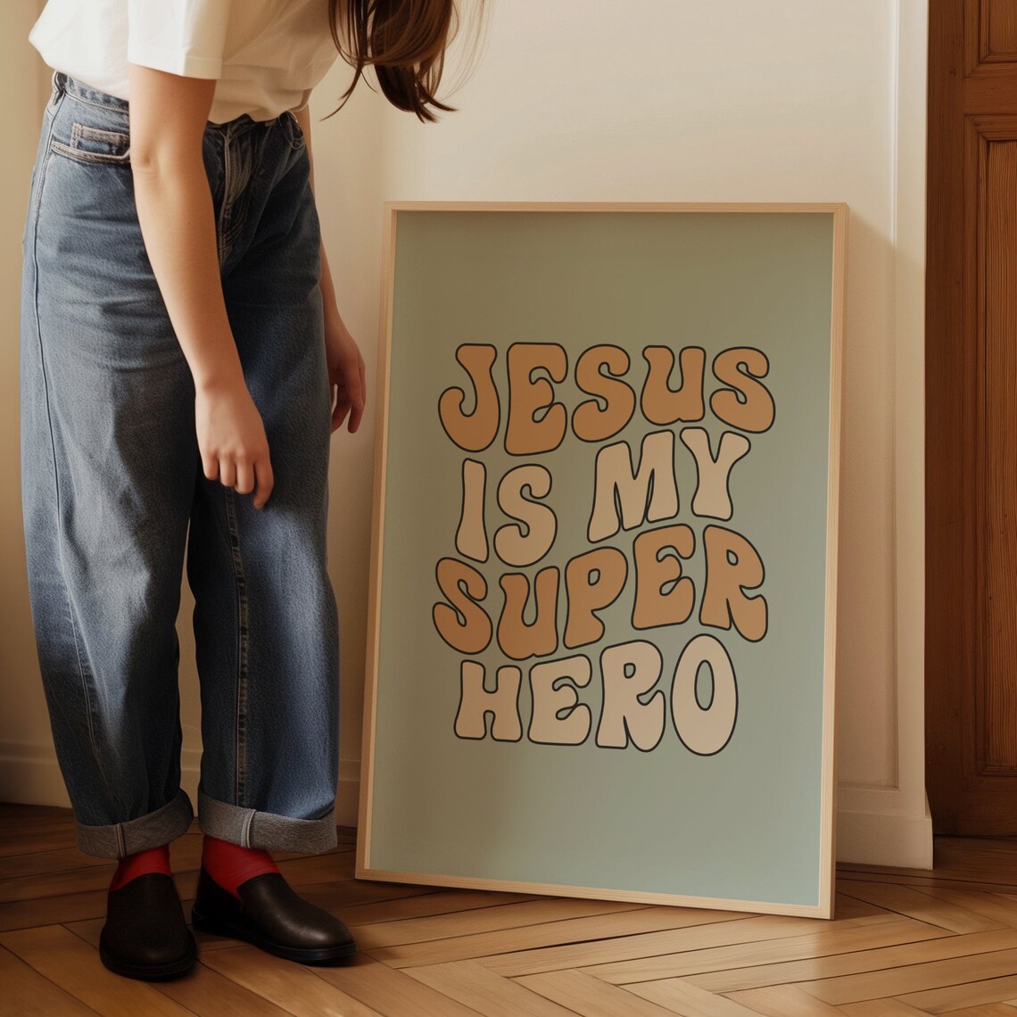 Retro Christian Wall Print, Groovy Bible Verse Poster - Image 2