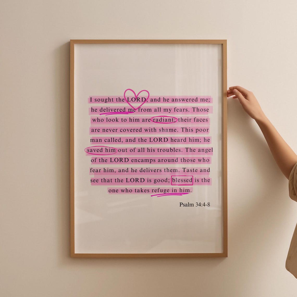 Psalm 344 8 Print Trendy Christian Wall Art Modern Scripture Wall Art Pink Poster Bible Verse Christian Poster - Image 4