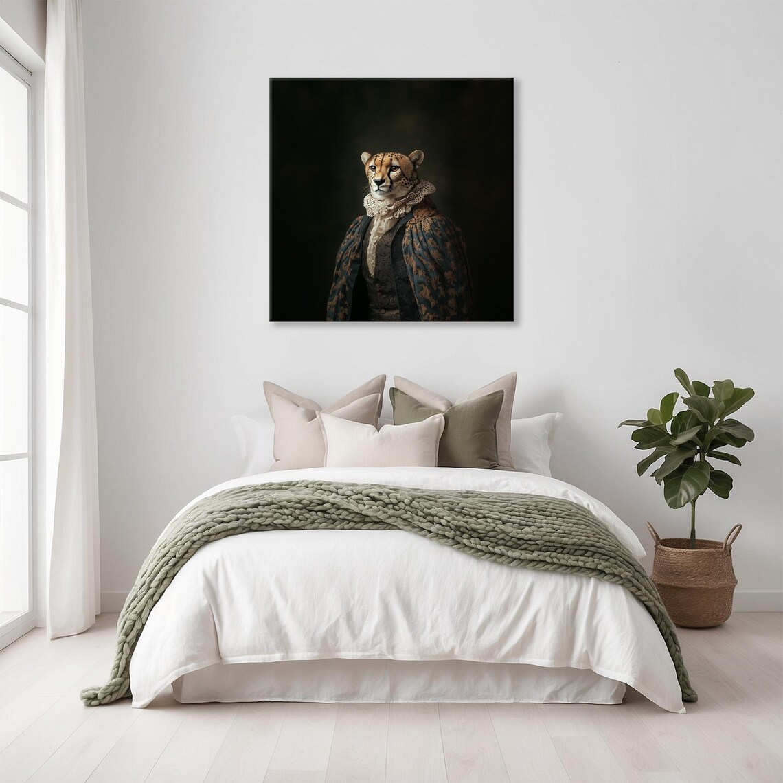 Cheetah in Victorian Ruff and Brocade Robe Regal Baroque Animal Art Poster