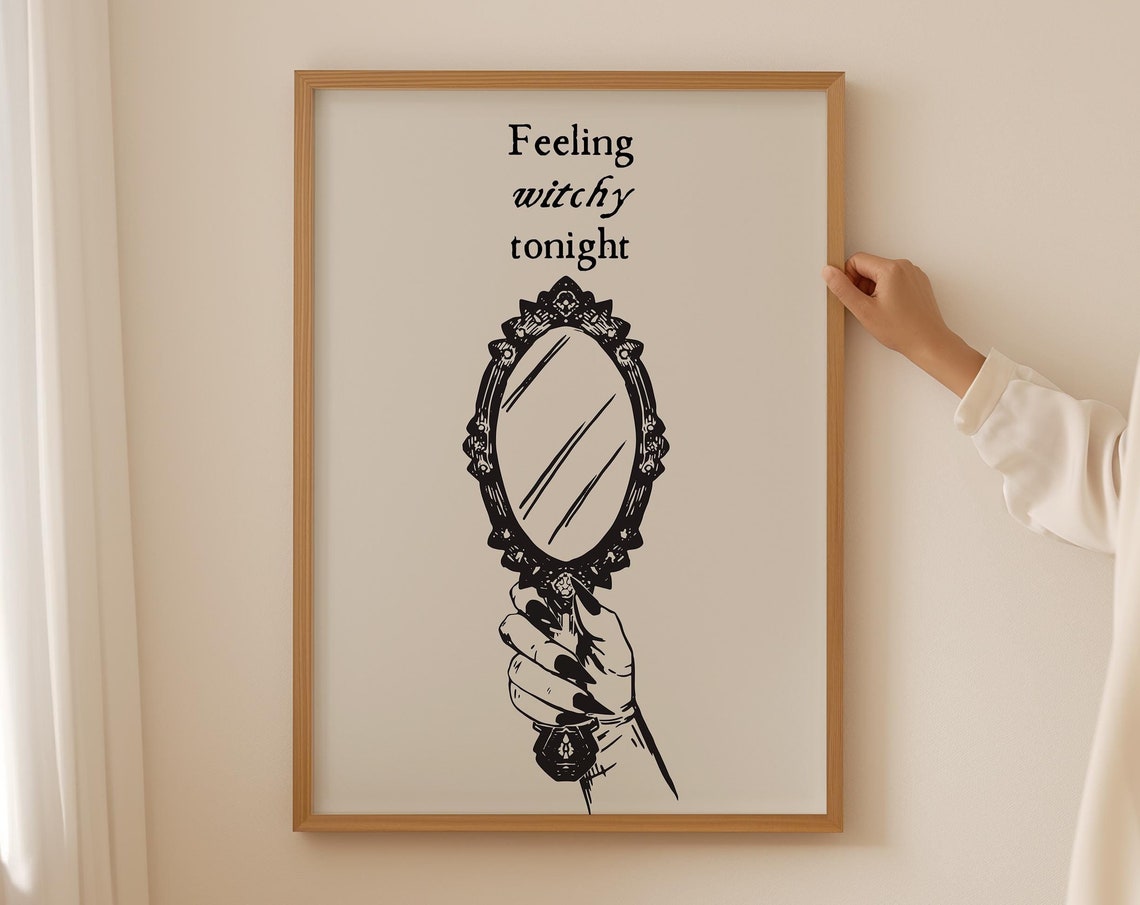 Feeling Witchy Tonight Vintage Mirror Gothic Halloween Poster