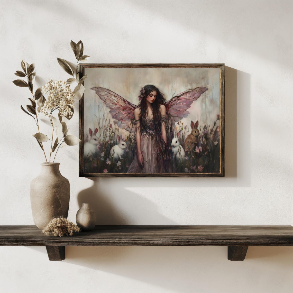 Whimsical Fairy with Bunnies Enchanted Forest Magical Art Poster - Image 2