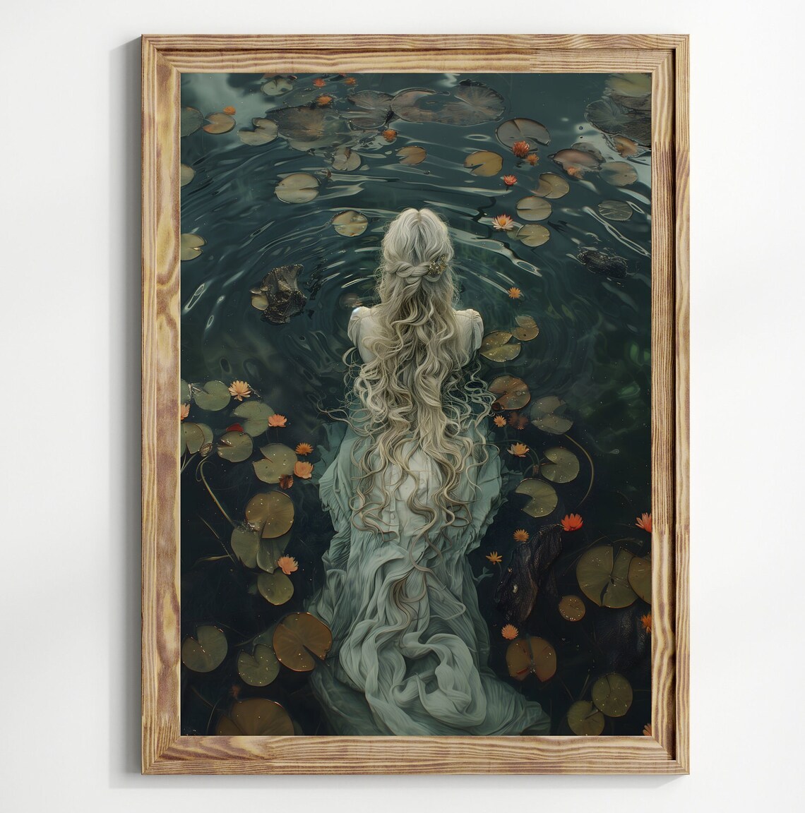 Ophelia Dark Academia Gothic Lake Wall Art Print