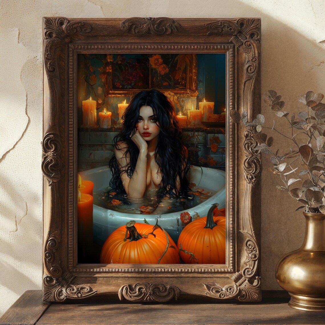 Witch in Bathtub Dark Academia Goth Art Print - Image 3