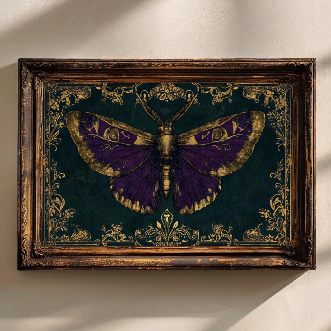 Purple Moth Art Print, Whimsigoth Dark Academia