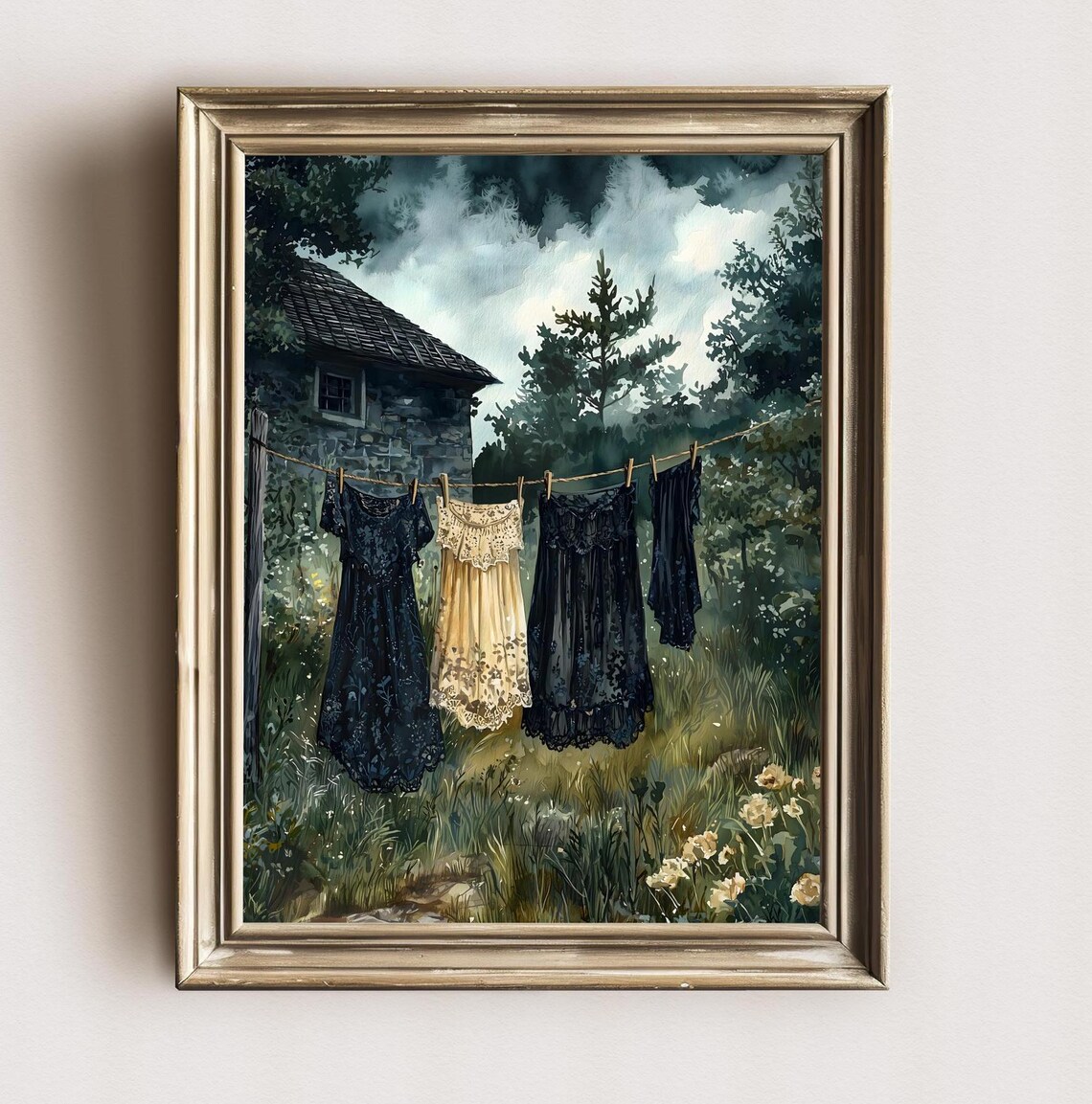 Laundry On A Line, Gothic Victorian Decor Art Print - Image 3