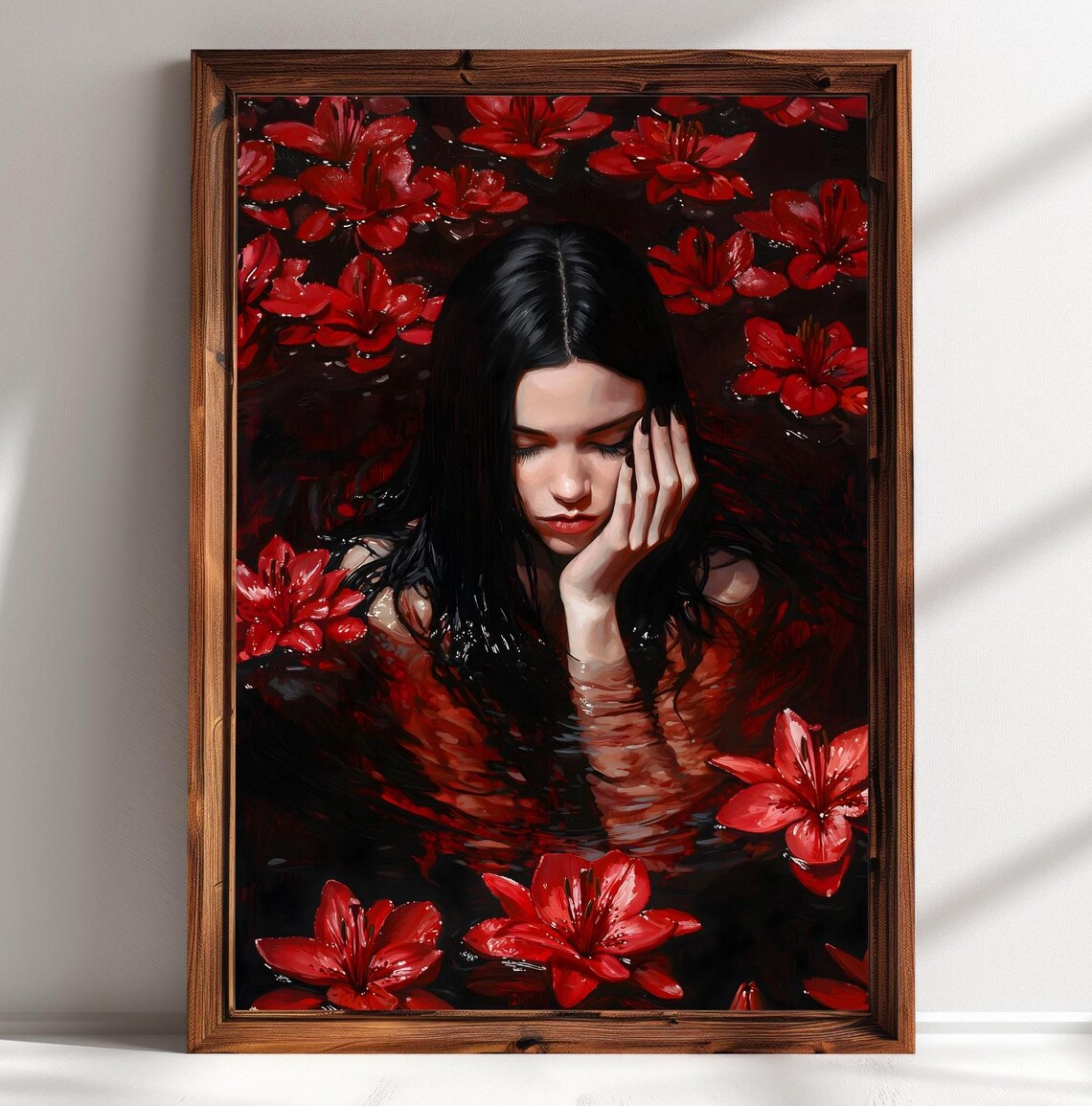 Red Sea Dark Academia Gothic Art Print, Red Flowers - Image 3