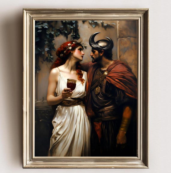 Persephone With Hades On A Party Wall Art Dark Academia Print Moody Victorian Wall Art Cottagecore Greek Goddess Greek Mythology Art