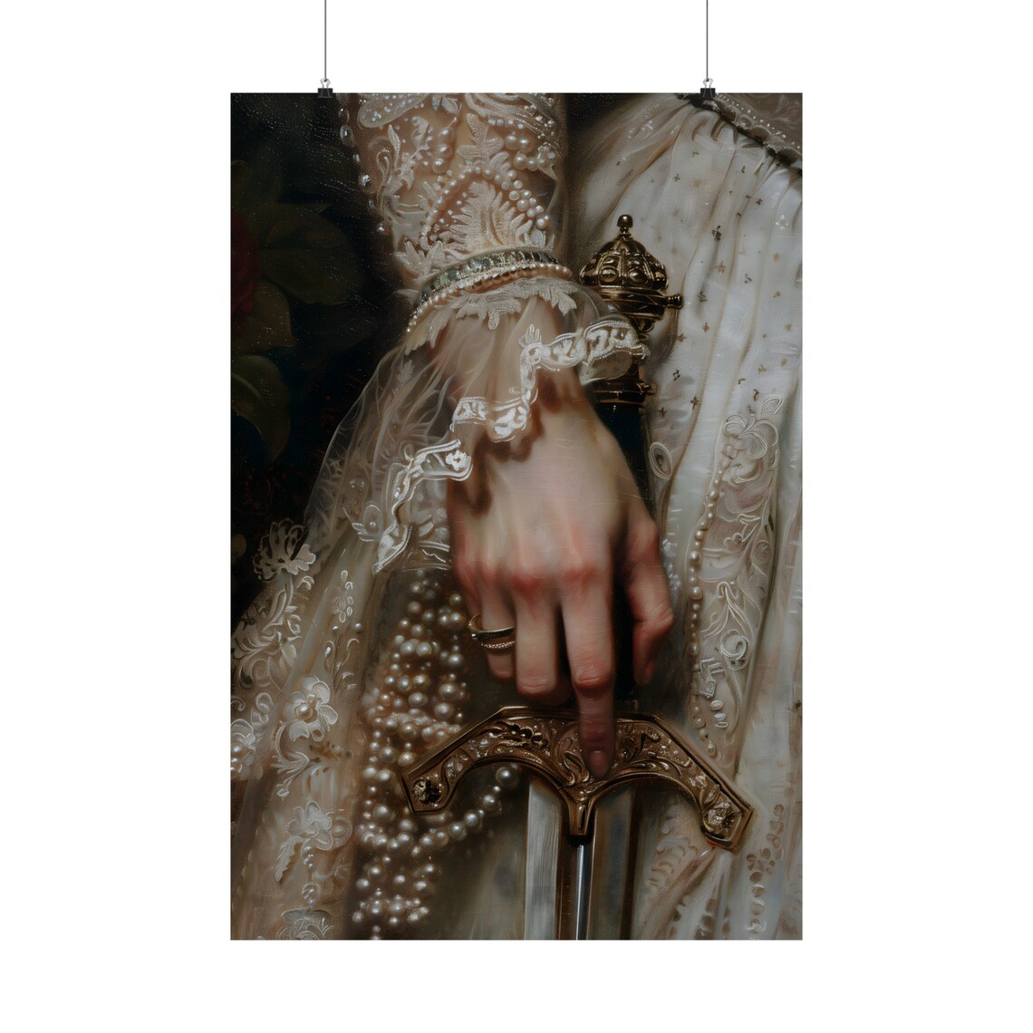 Victorian Woman With Sword, Moody Art Print - Image 2
