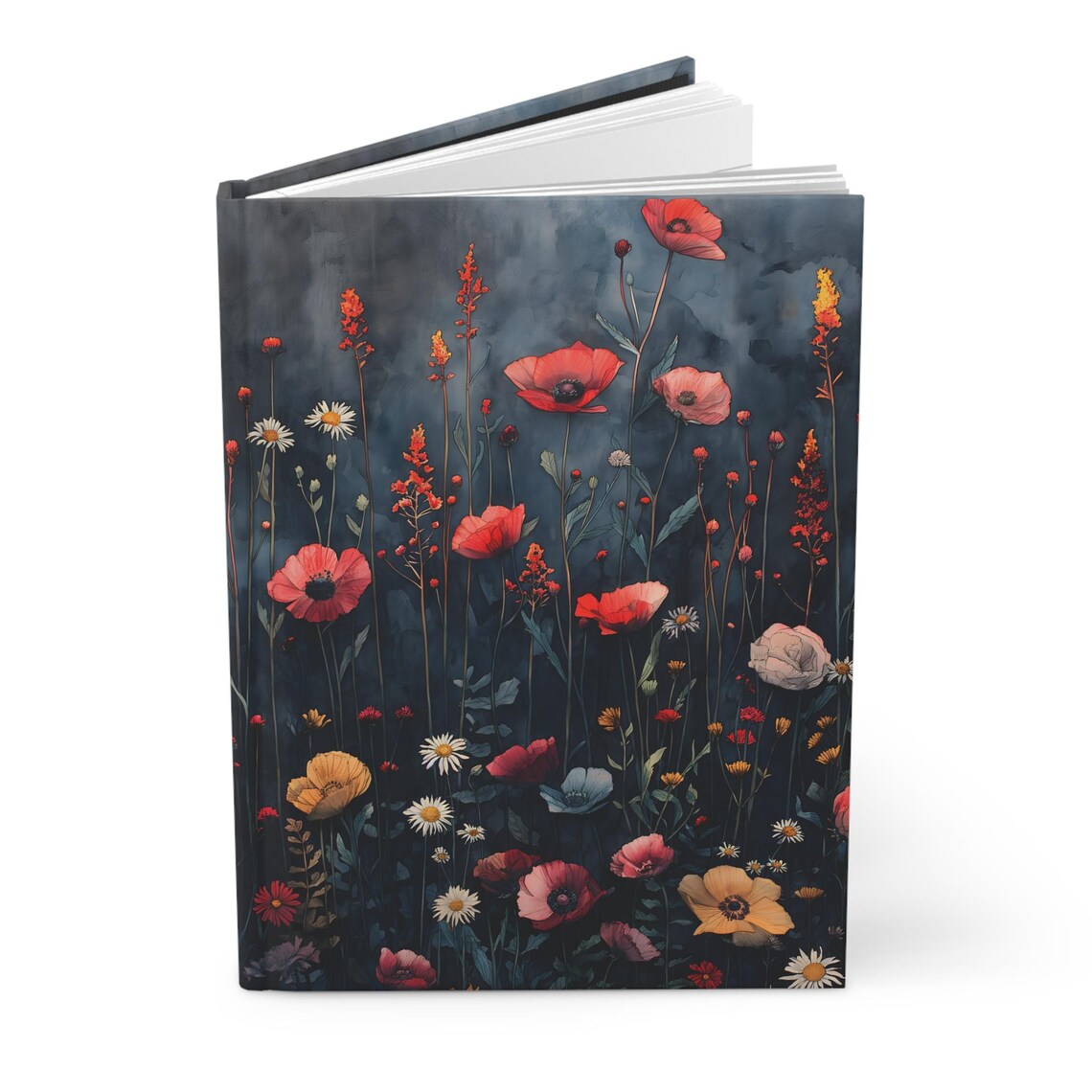 Dark Floral Poppy And Daisy Garden Moody Botanical Hardcover Journal Gift - Image 3