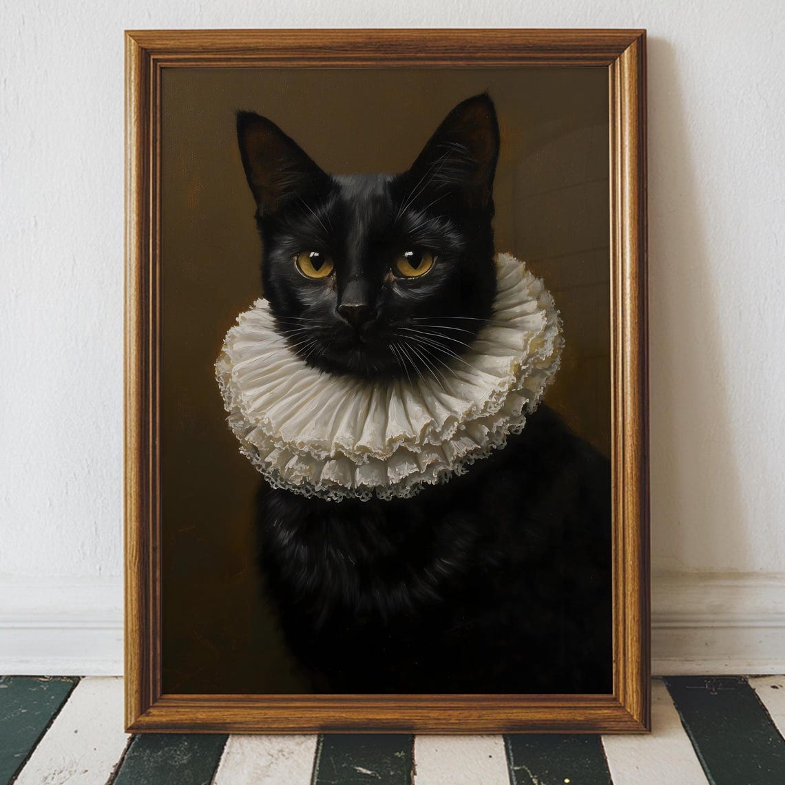 Black Cat in Elizabethan Ruff Regal Oil Portrait Goth Cat Poster - Image 4