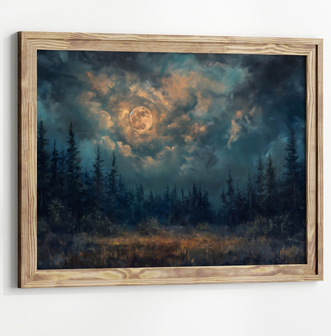 Foggy Moon Landscape, Gothic Forest Art Print - Image 2