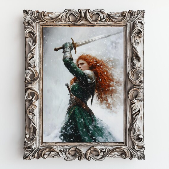 Female Knight, Dark Academia Victorian Art Print