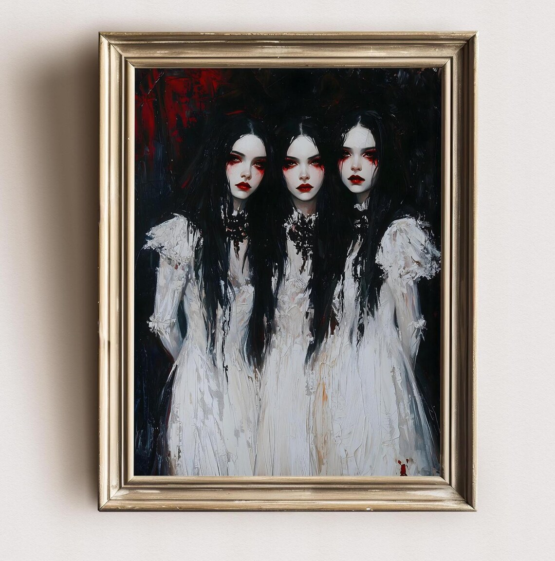 Vampire Sisters Gothic Dark Academia Art Print - Image 2