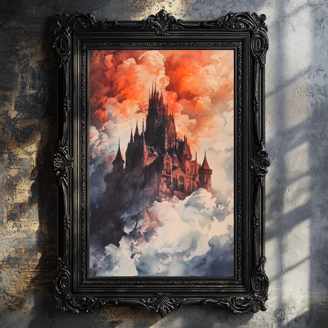 Vampire Castle Art Moody Gothic Decor Victorian Painting Dark Academia Art Draculas Castle Print Gothic Home Decor Gift