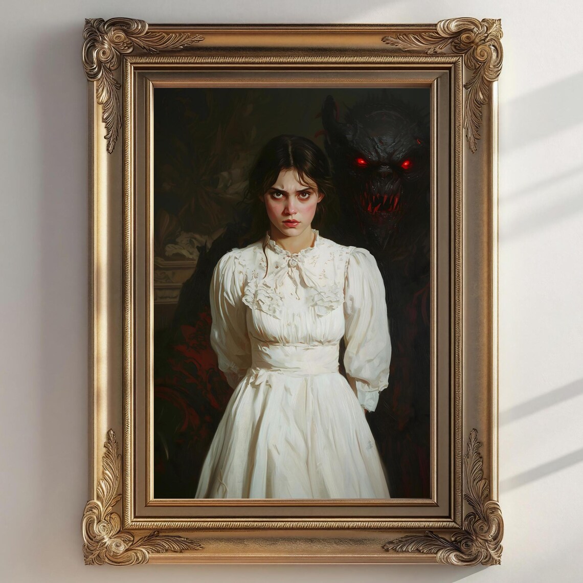Dark Gothic Demon Woman, Gothic Victorian Art Print