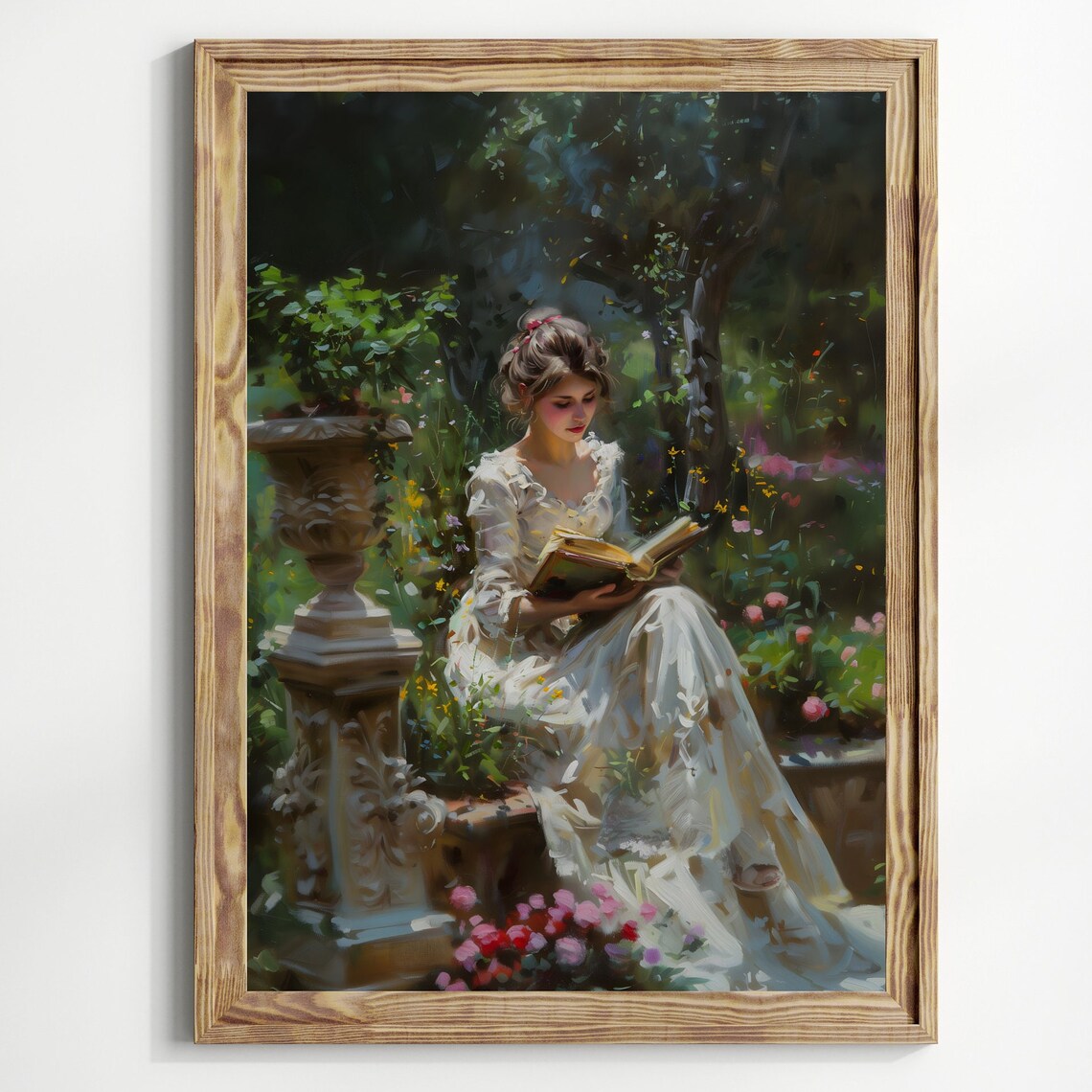 Victorian Woman Reading Book, Dark Academia Art Print - Image 3