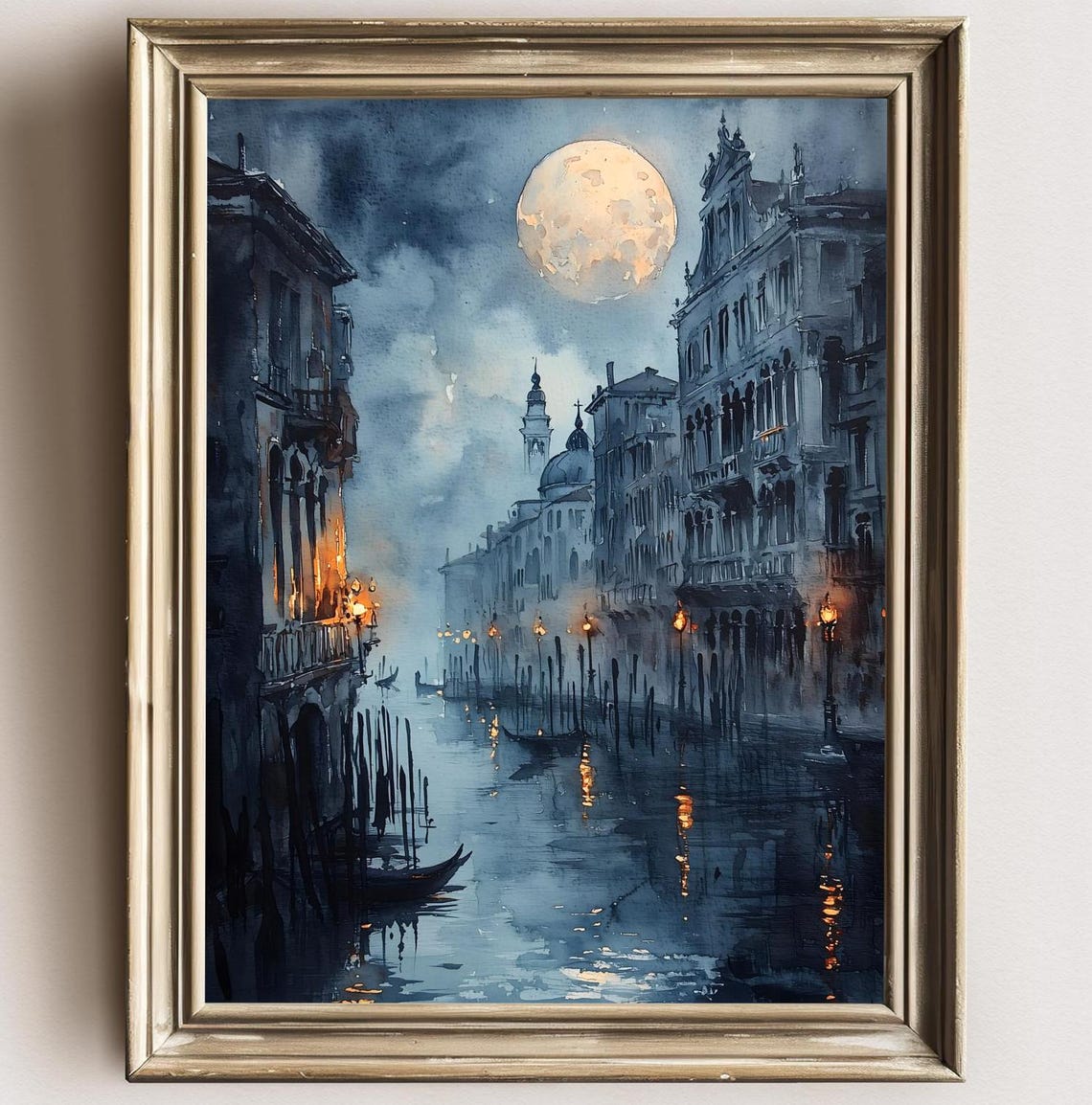 Venice Print Moody Watercolor Dark Wall Art Dark Academia Style Moody Florence Italian City Gothic Painting Watercolor Landscape