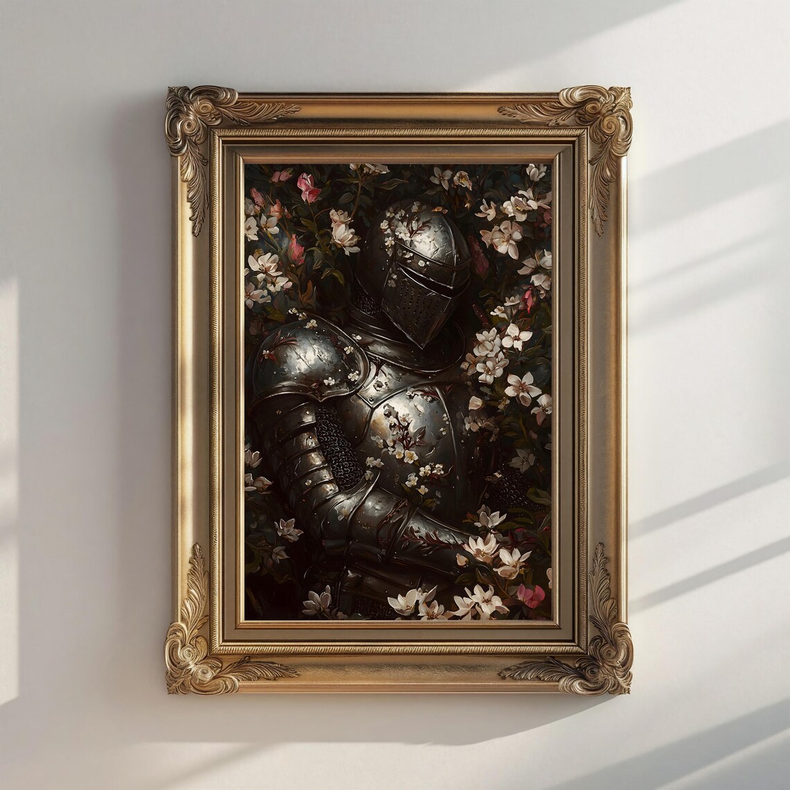 Medieval Knight Floral Art Print, Dark Academia Decor - Image 3