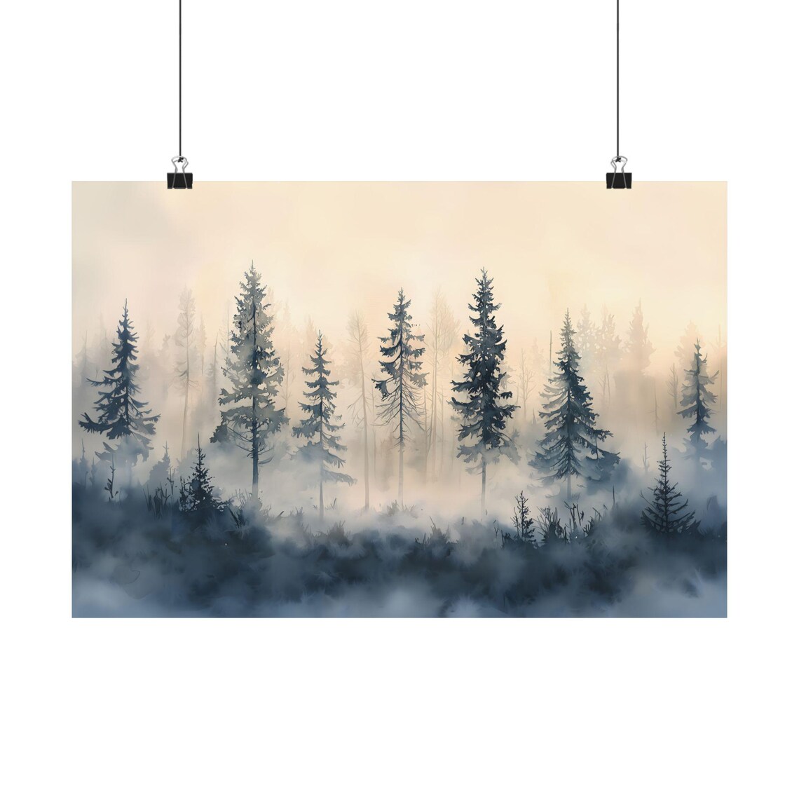 Vintage Pine Tree Forest, Moody Winter Landscape - Image 2