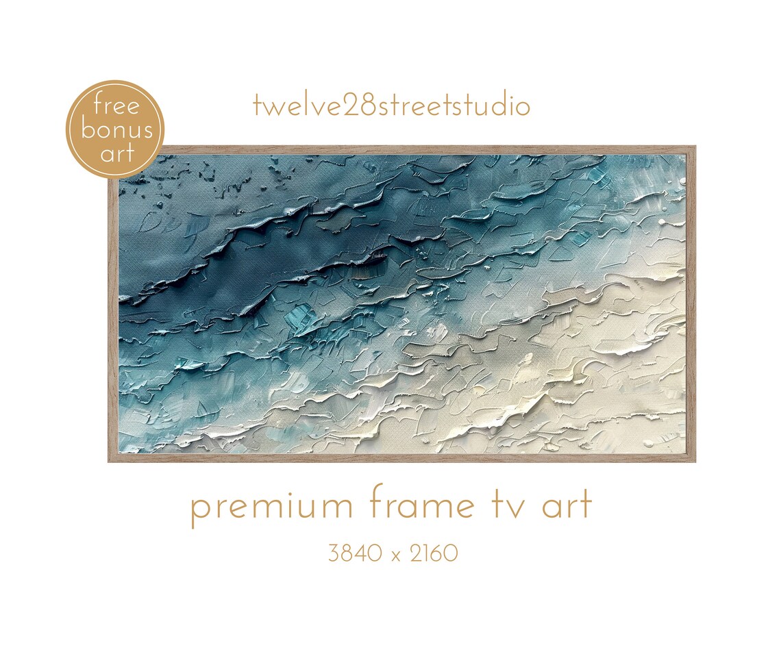 Summer Abstract Ocean Waves Seascape Art Print, Coastal