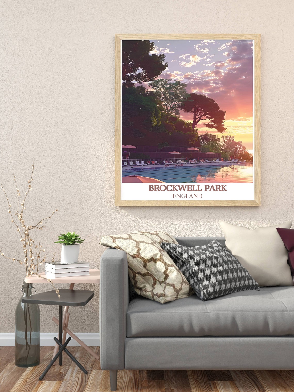 Brockwell Park Lido Sunset Swimming Pool London England Poster - Image 3