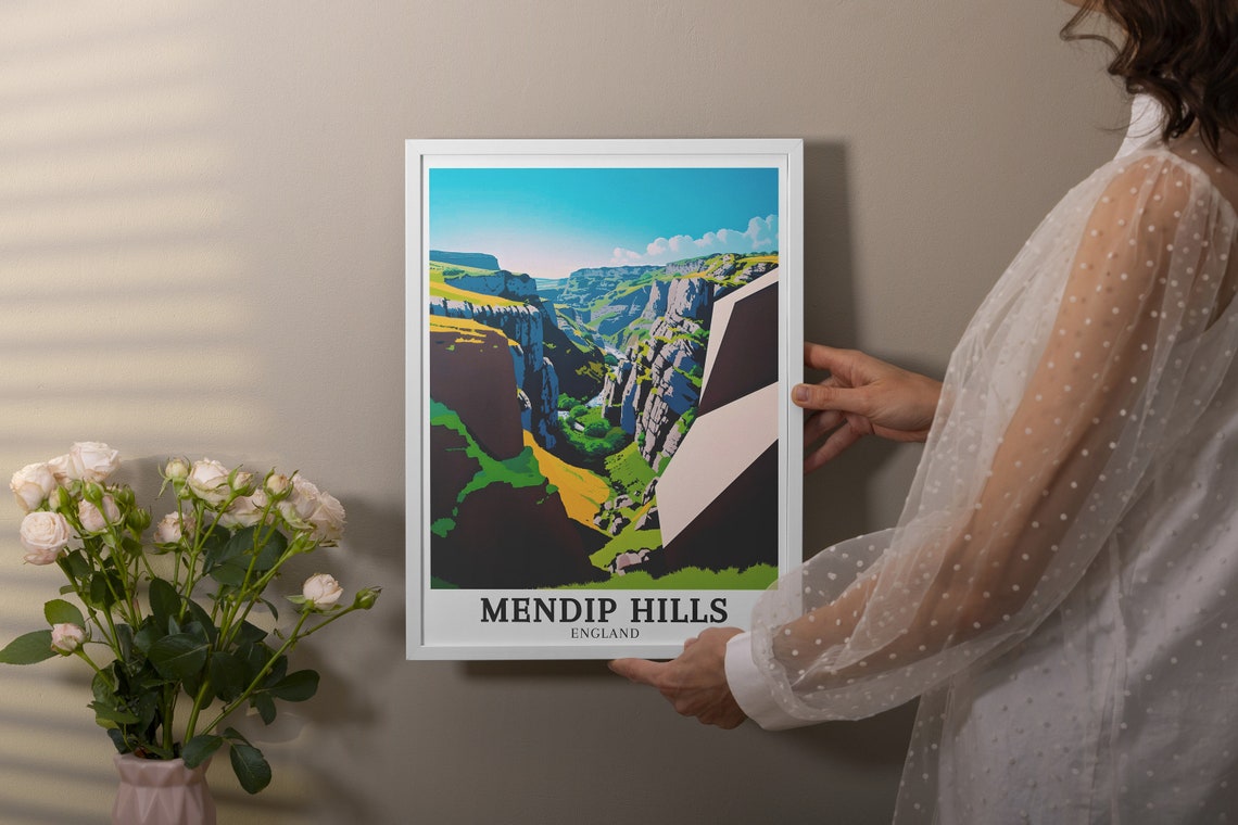 Mendip Hills England Cheddar Gorge Dramatic Cliffs Travel Poster - Image 2
