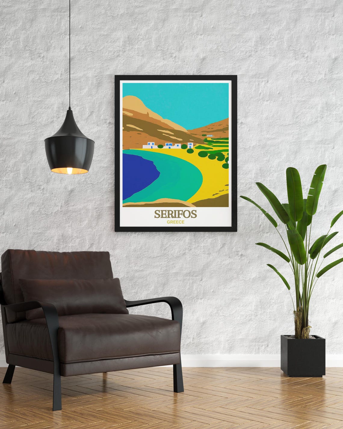 Serifos Greece Turquoise Bay Whitewashed Village Travel Poster - Image 2