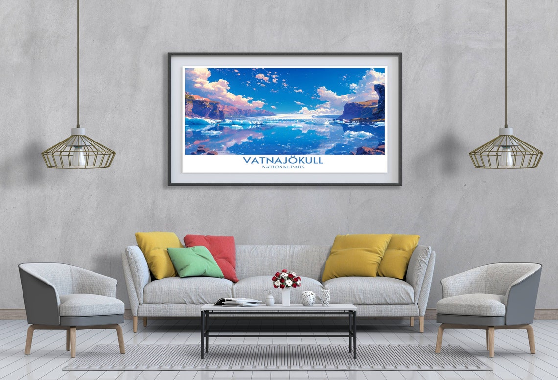 Vatnajokull National Park Glacier Lagoon Reflection Travel Poster - Image 4