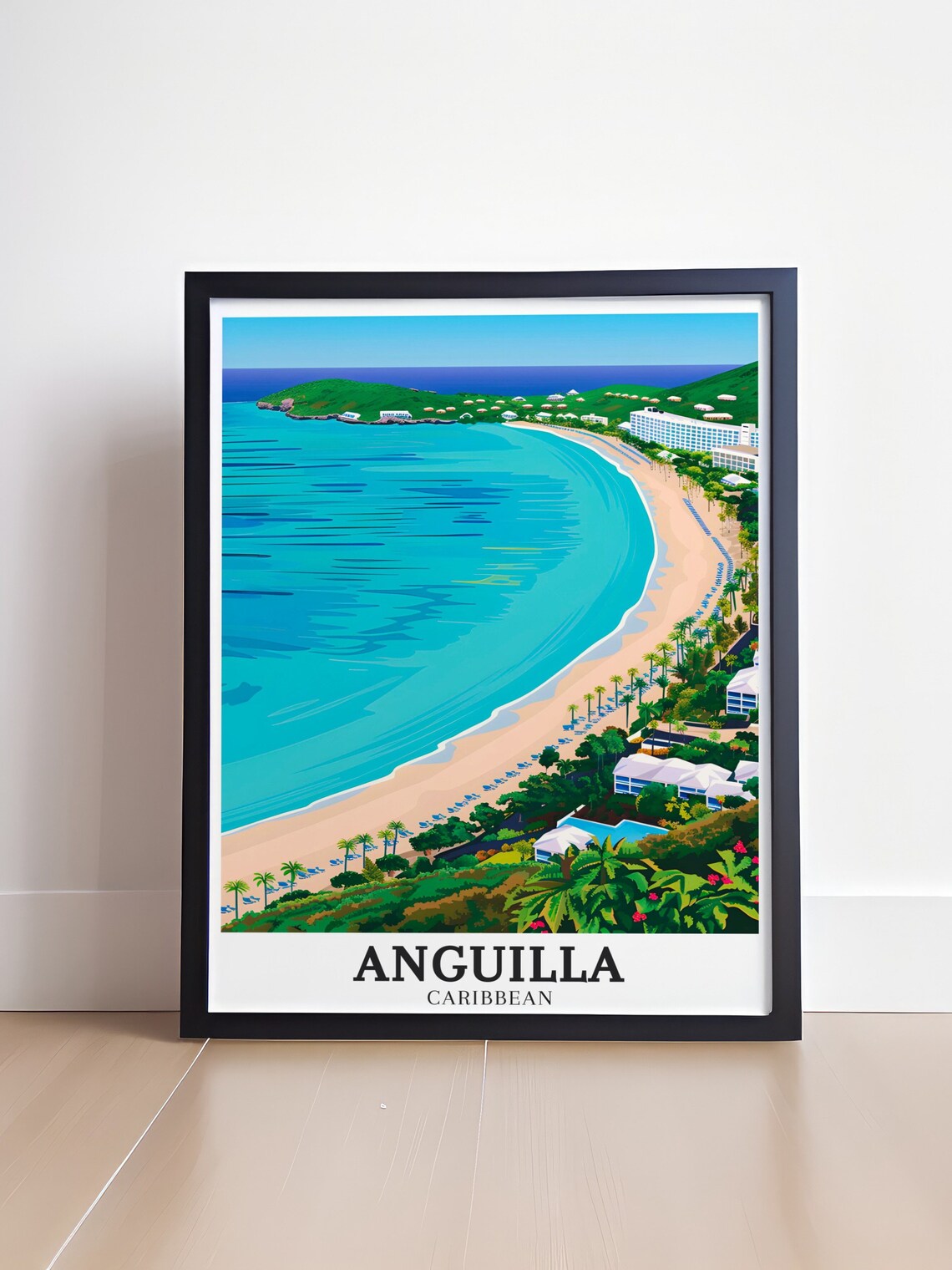 Anguilla Caribbean Maundays Bay Aerial Beach Turquoise Travel Poster - Image 4