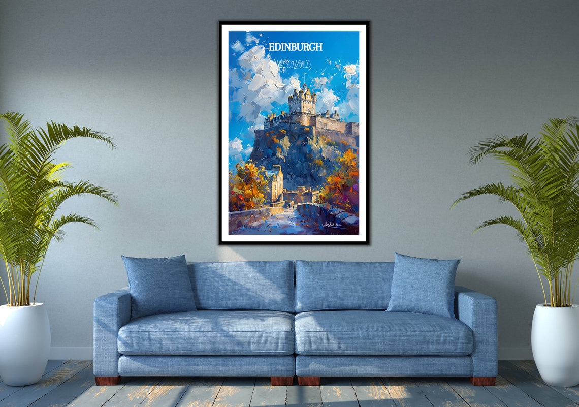 Edinburgh Castle Scotland Impressionist Painting Travel Poster - Image 2