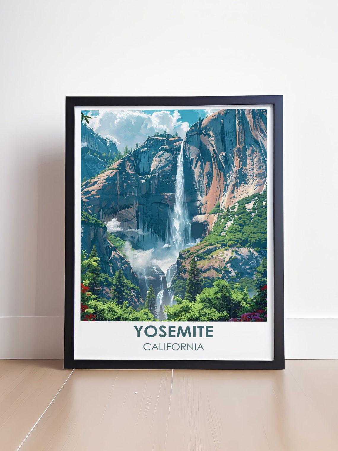 Yosemite California Towering Waterfall Granite Cliffs Poster - Image 4