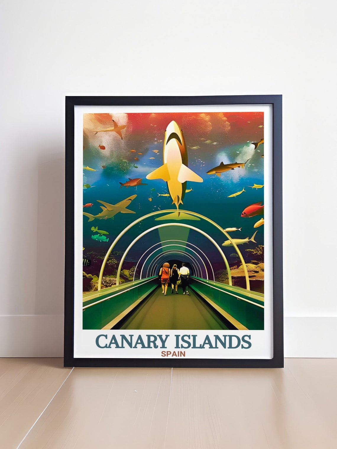 Canary Islands Aquarium Shark Tunnel Underwater Scenic Poster - Image 4