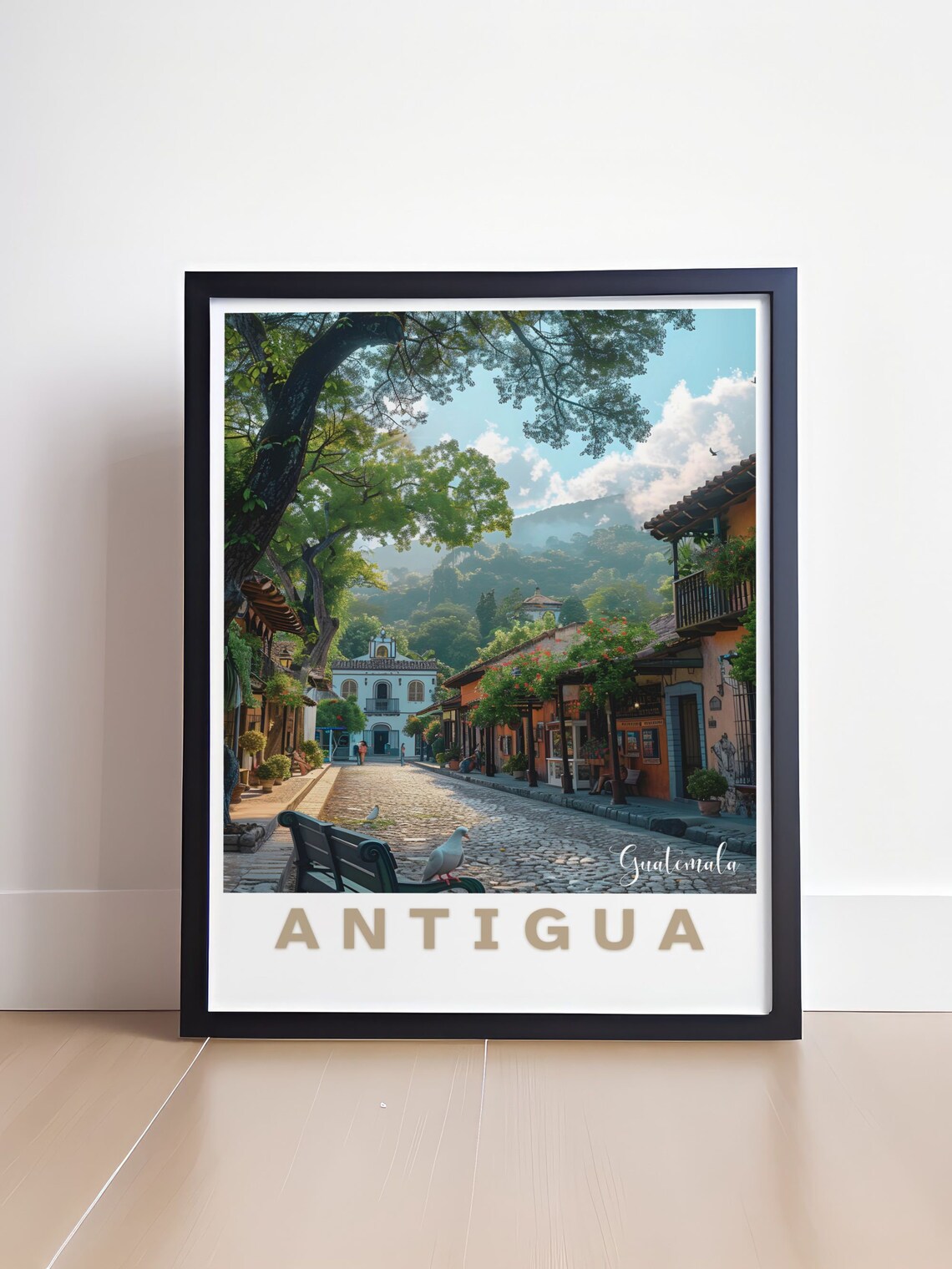 Antigua Guatemala Travel Poster Cobblestone Street Old Town Charm - Image 4