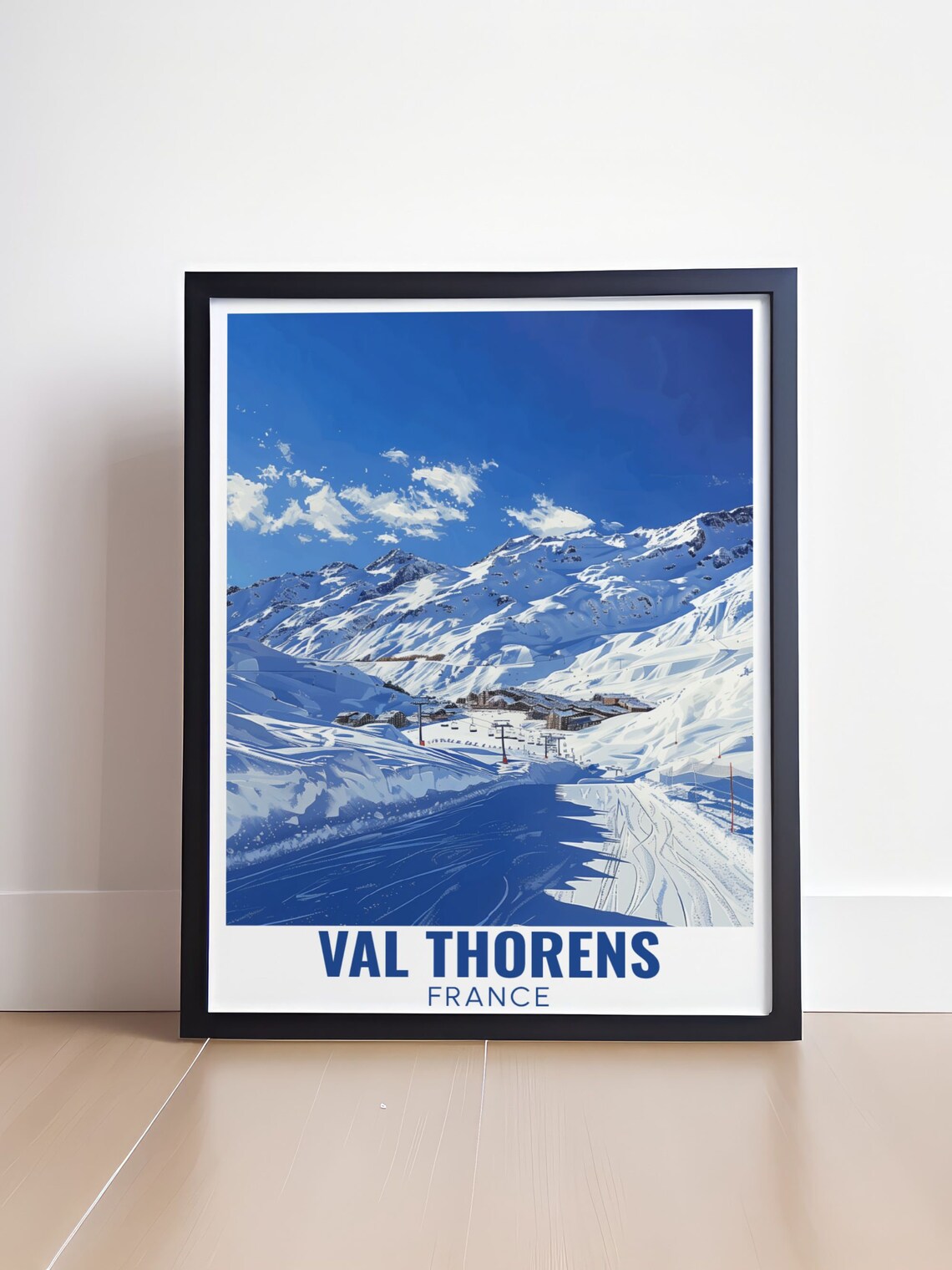 Val Thorens France Snowy Ski Resort Village Blue Sky Alpine Poster - Image 4