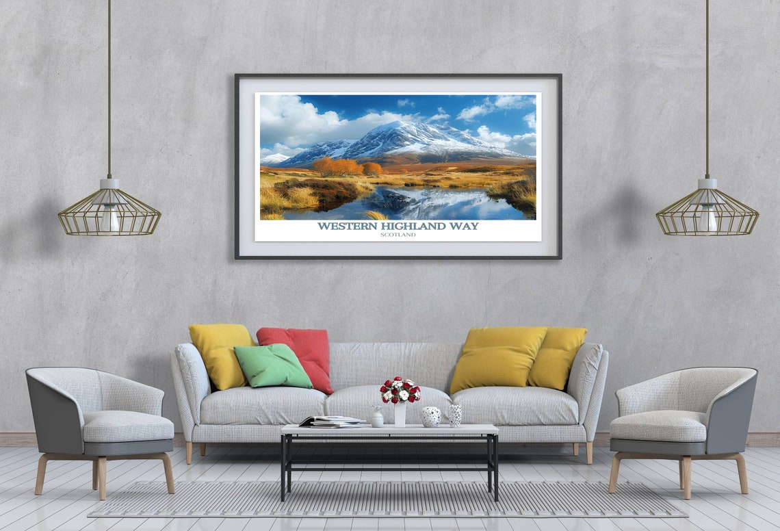 Western Highland Way Scotland Snow Peak Loch Reflection Travel Poster - Image 4